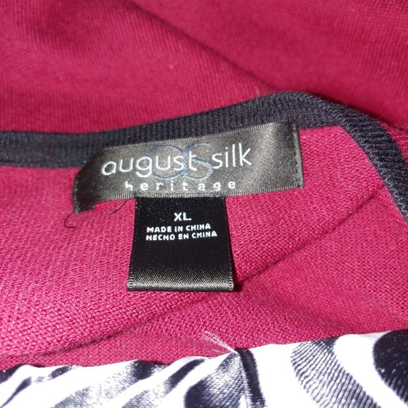 August Silk Heritage Buttons Cardigan Red wtih Black Sheer &  Lace Panel Size XL - Picture 2 of 8